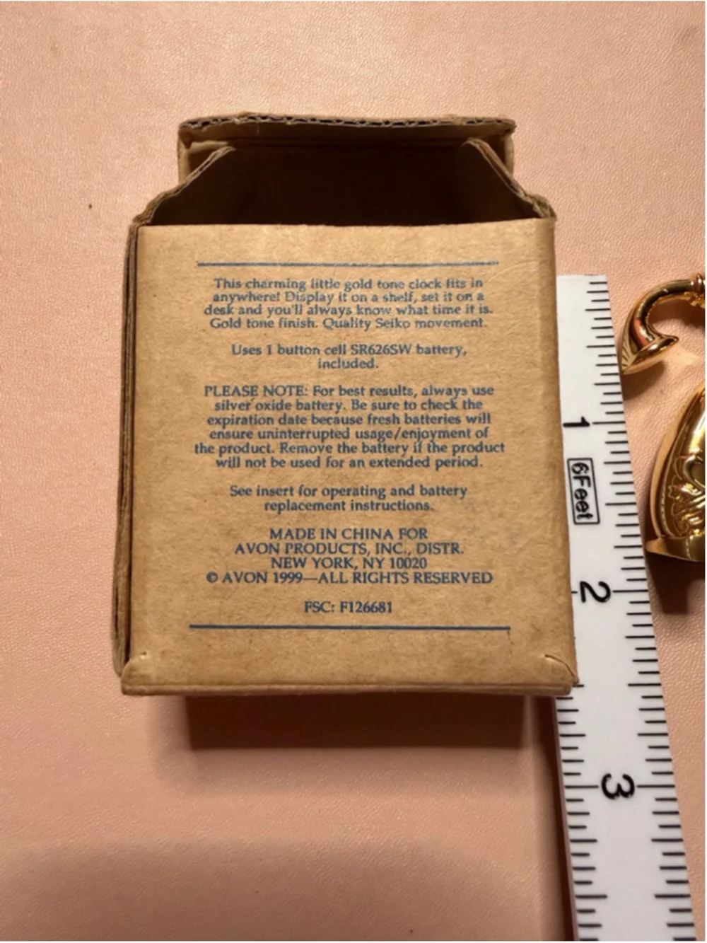 Avon Gold Tone Miniature Phone Clock